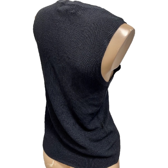 August Silk Knits Black Tank Sweater LARGE 100% Silk - Picture 4 of 8